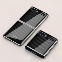 Galaxy Z Flip Carbon Fiber Texture Glass Case casemarts