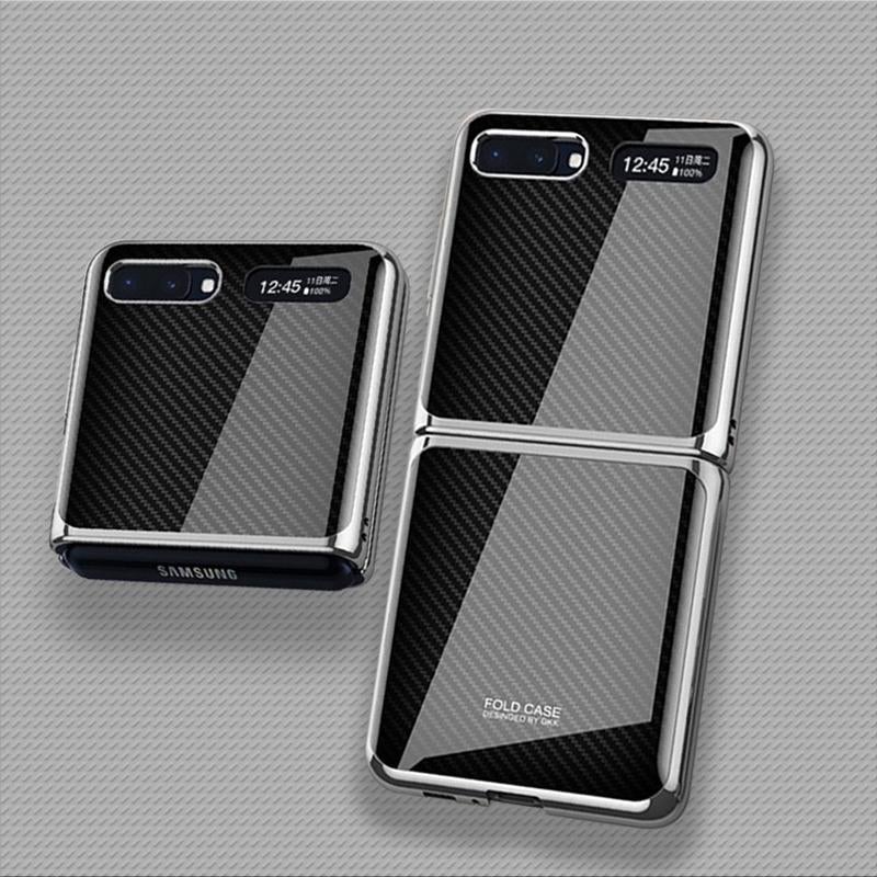 Galaxy Z Flip Carbon Fiber Texture Glass Case casemarts