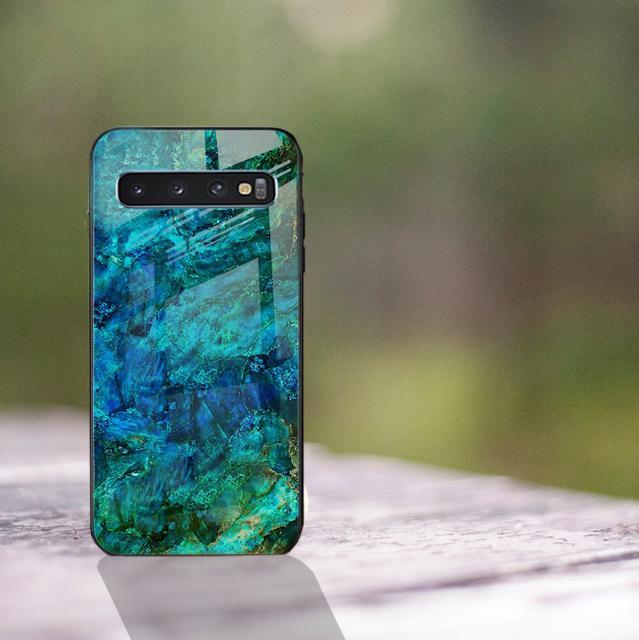 Galaxy S10 Soothing Sea Pattern Marble Glass Back Case casemarts