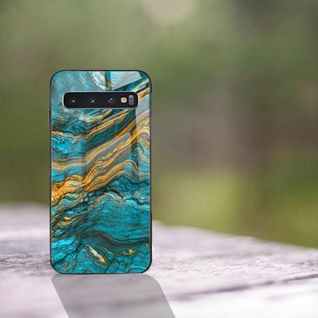 Galaxy S10 Soothing Sea Pattern Marble Glass Back Case casemarts