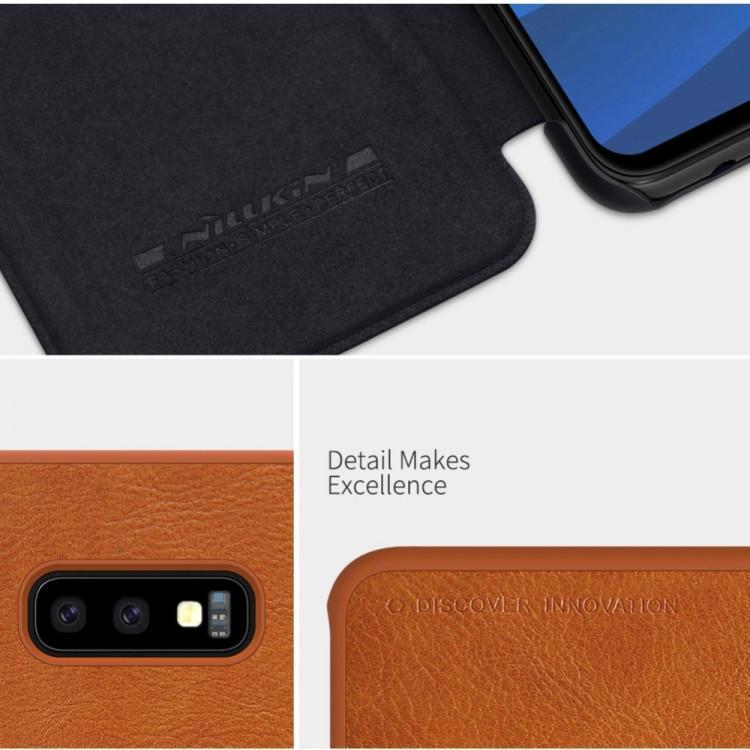 Galaxy S10e Genuine QIN Leather Flip Case casemarts