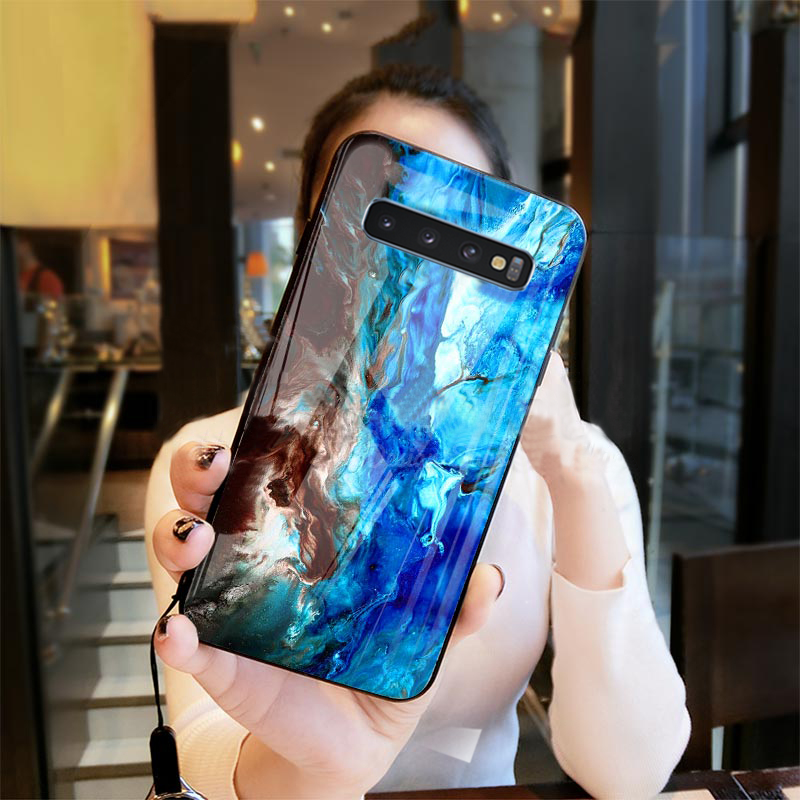 Galaxy S10 Soothing Sea Pattern Marble Glass Back Case casemarts