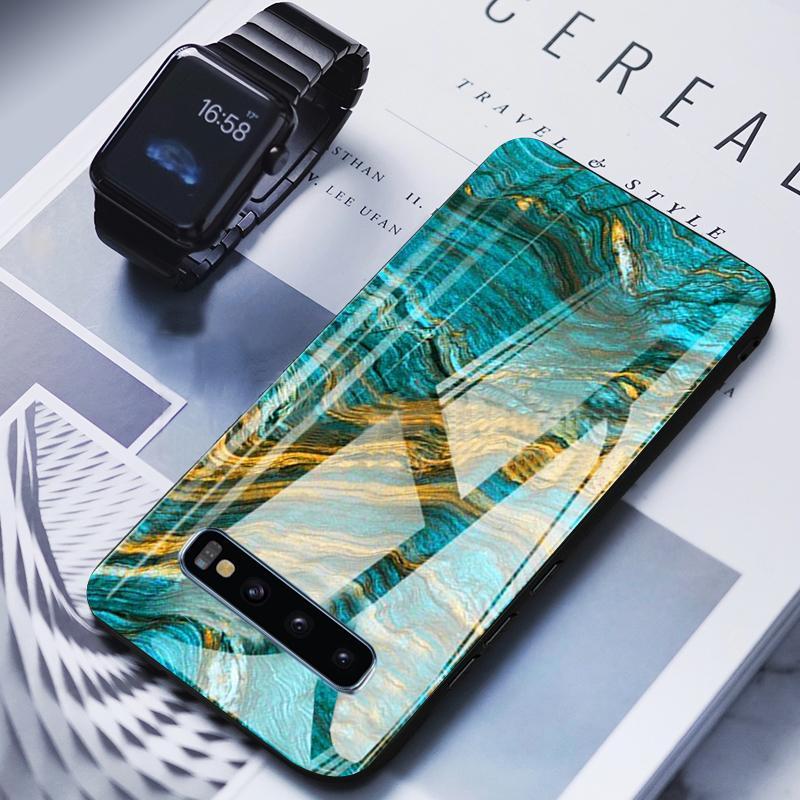 Galaxy S10 Soothing Sea Pattern Marble Glass Back Case casemarts