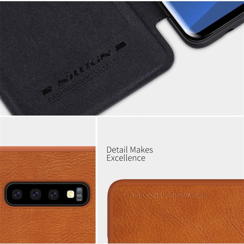 Galaxy S10e Genuine QIN Leather Flip Case casemarts