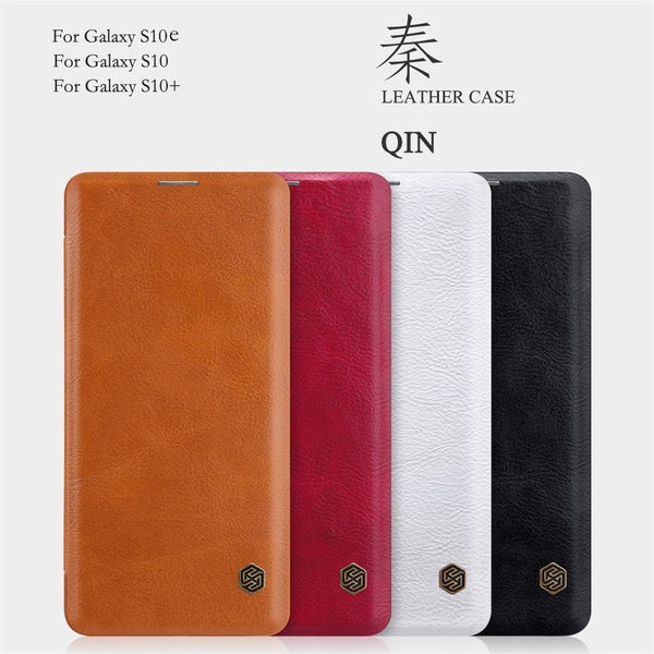 Galaxy S10e Genuine QIN Leather Flip Case casemarts