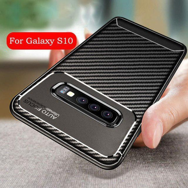 Galaxy S10 Frosted Carbon Fiber Shockproof Soft Case casemarts