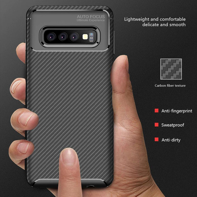 Galaxy S10 Plus Frosted Carbon Fiber Shockproof Soft Case casemarts