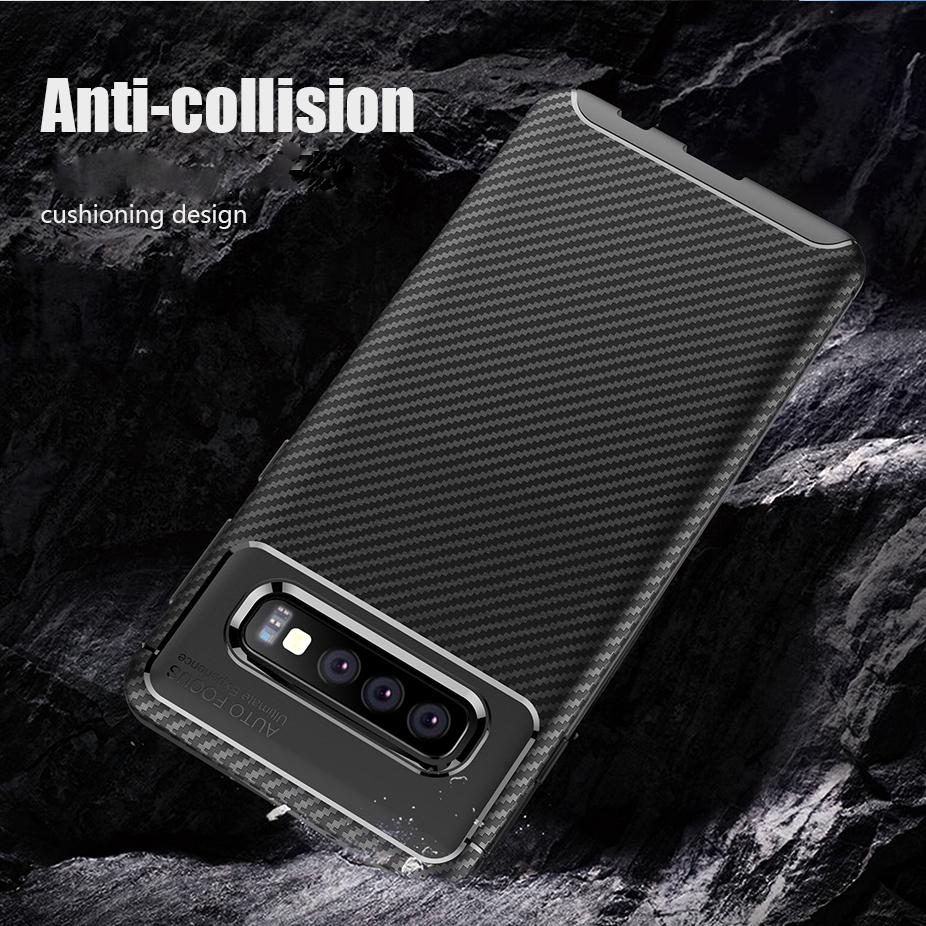 Galaxy S10 Frosted Carbon Fiber Shockproof Soft Case casemarts