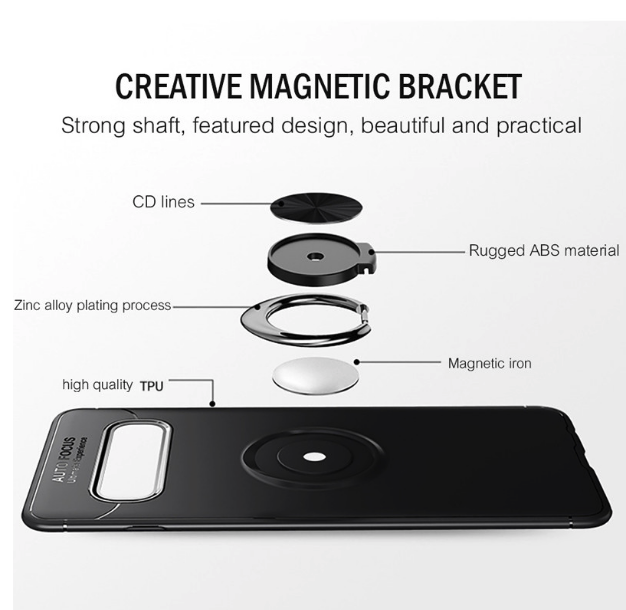 Galaxy S10 Plus Metallic Finger Ring Holder Matte Case casemarts