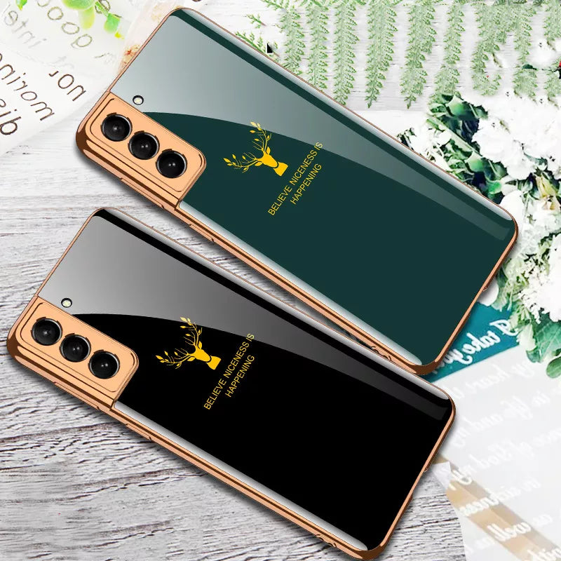 Galaxy S22 Ultra Deer Electroplating Glass Case casemarts