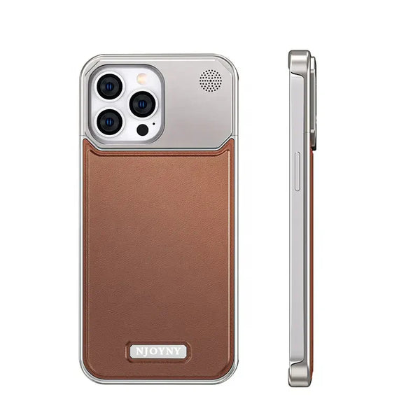 Genuine Vegan Leather Phone Case With Titanium Frame pipi