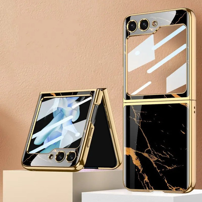 Galaxy Z Flip5 Marble Glass Case casemarts