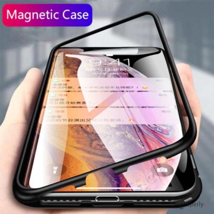 iPhone X- series Electronic Auto-Fit Magnetic Transparent Glass Case with 360° Urban Covers