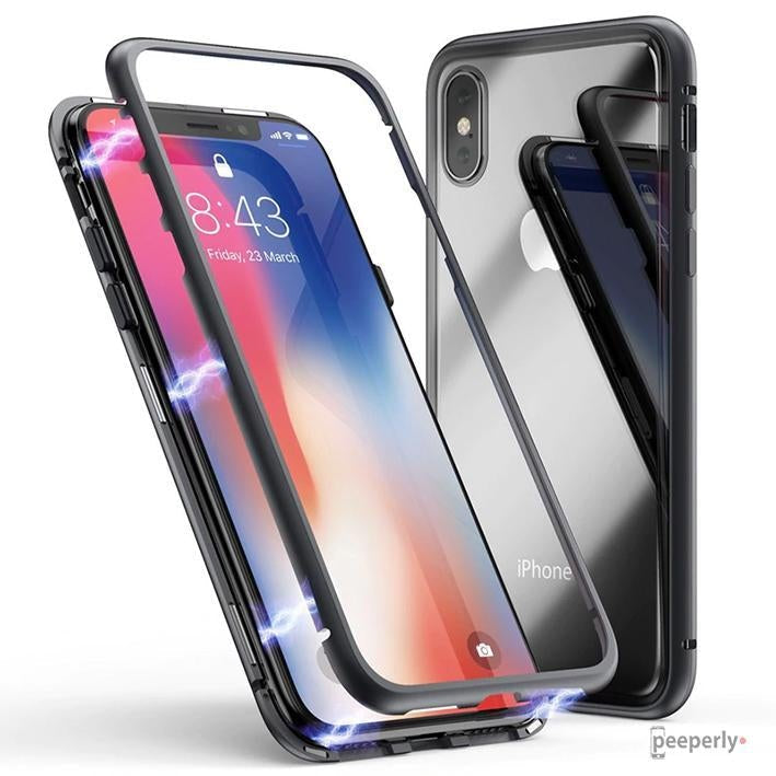 iPhone X- series Electronic Auto-Fit Magnetic Transparent Glass Case with 360° Urban Covers