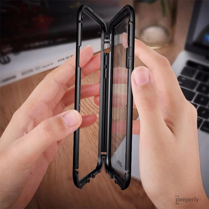 iPhone X- series Electronic Auto-Fit Magnetic Transparent Glass Case with 360° Urban Covers