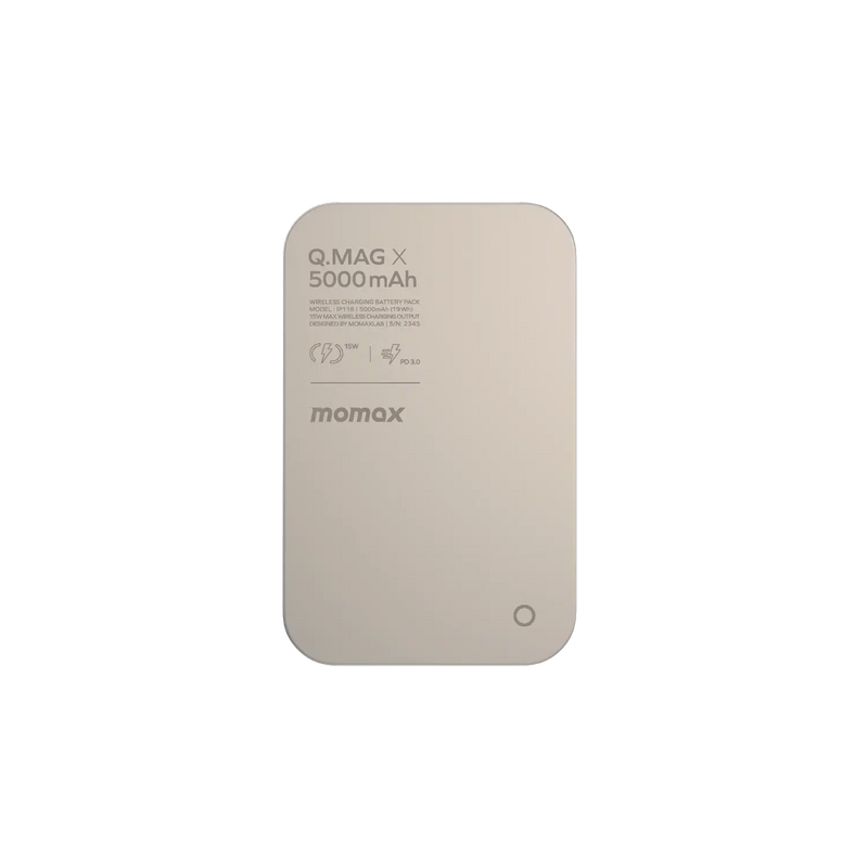 MOMAX Q.MAG X Metal Magnetic Wireless Charger 5000mAh Cell Phone Power Bank Compatible with MagSafe Shopsloom