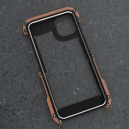 R-Just Aluminium Natural Wood Anti Shock Bumper Case - iPhone casemarts