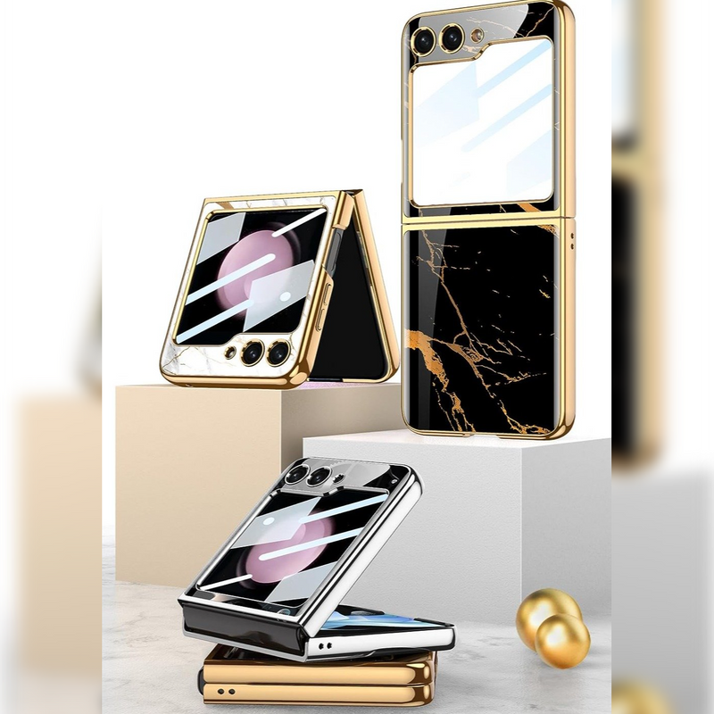 Galaxy Z Flip5 Marble Glass Case casemarts