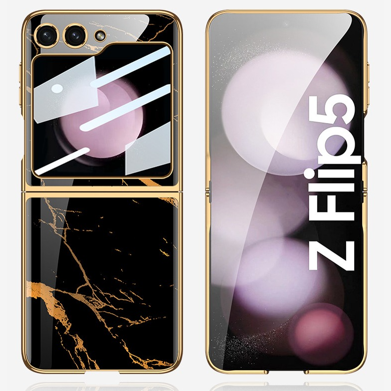 Galaxy Z Flip5 Marble Glass Case casemarts