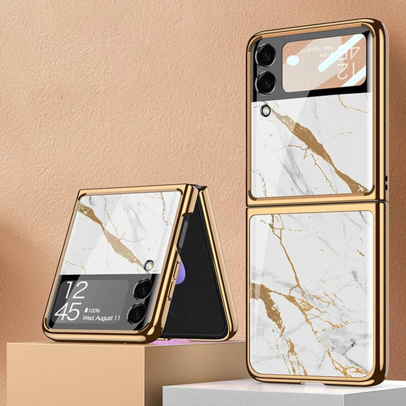 Galaxy Z Flip4 Marble Glass Case casemarts