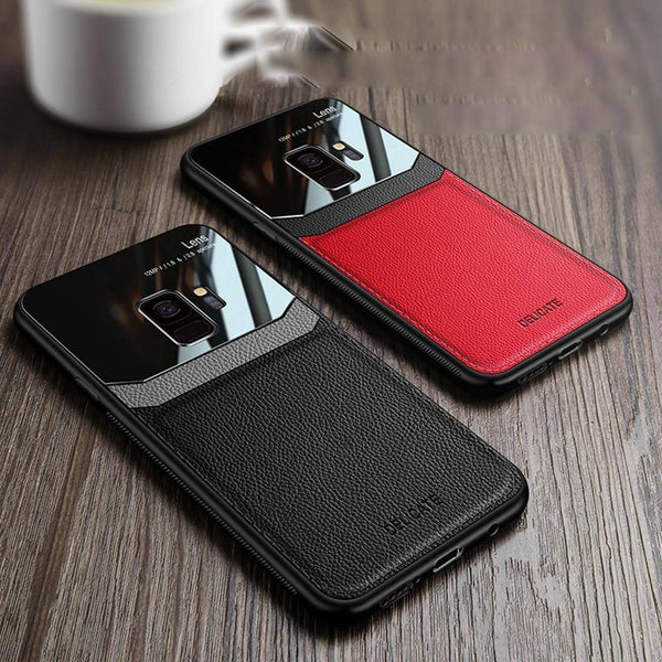 Galaxy S9 Sleek Slim Leather Glass Case casemarts