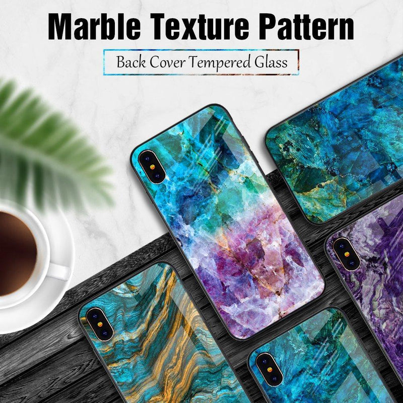 iPhone XS Soothing Sea Pattern Marble Glass Back Case casemarts