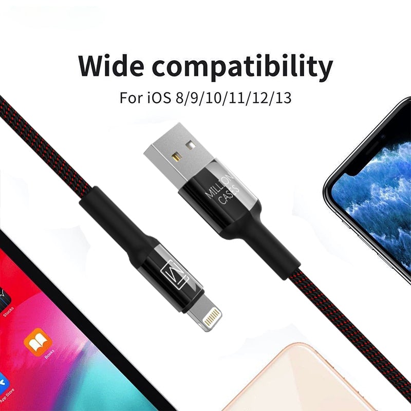 Million Cases Auto Disconnect Fast Charging Braided Lightning Cable casemarts