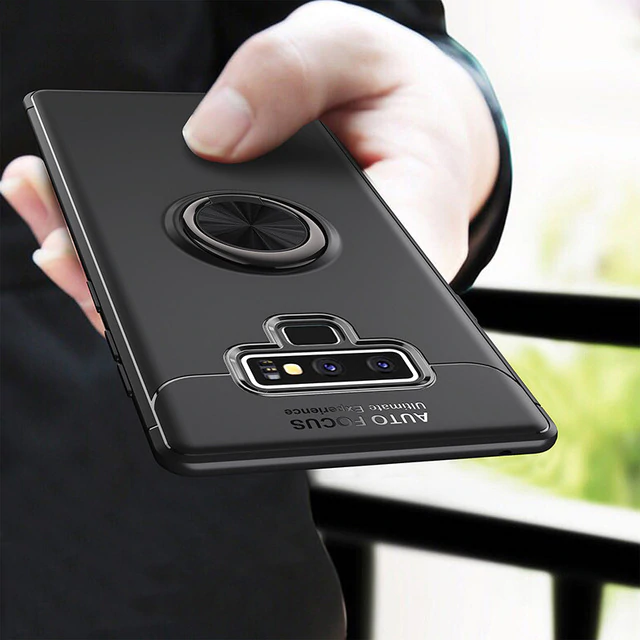 Galaxy Note 9 (3 in 1 Combo) Metallic Ring Case + Tempered Glass + Earphones casemarts