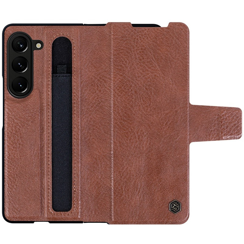 Galaxy Z Fold5 Genuine Leather Flip Case with Pen Slot casemarts