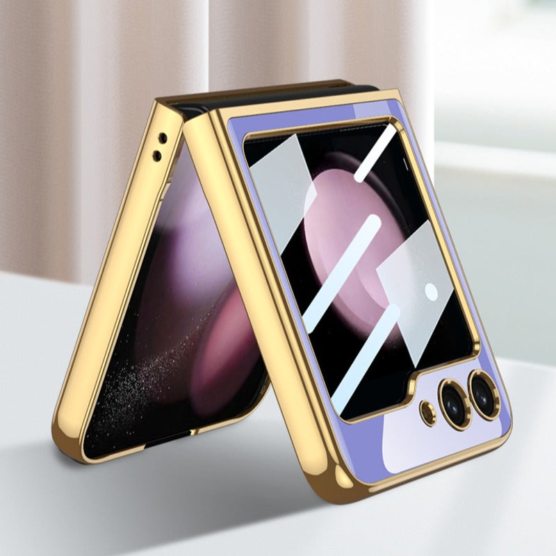 Galaxy Z Flip5 Electroplating Deer Print Glass Case casemarts