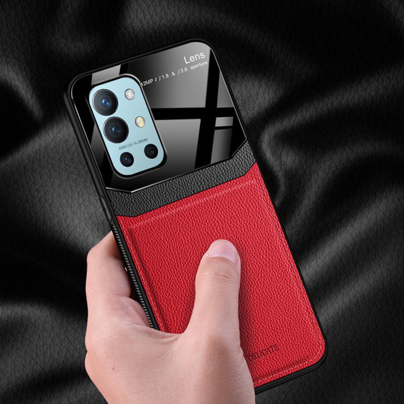 OnePlus 9R Sleek Slim Leather Glass Case casemarts