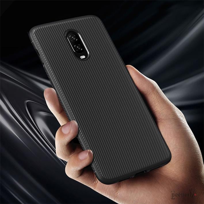 OnePlus 6T Twill Design Shockproof TPU Case casemarts