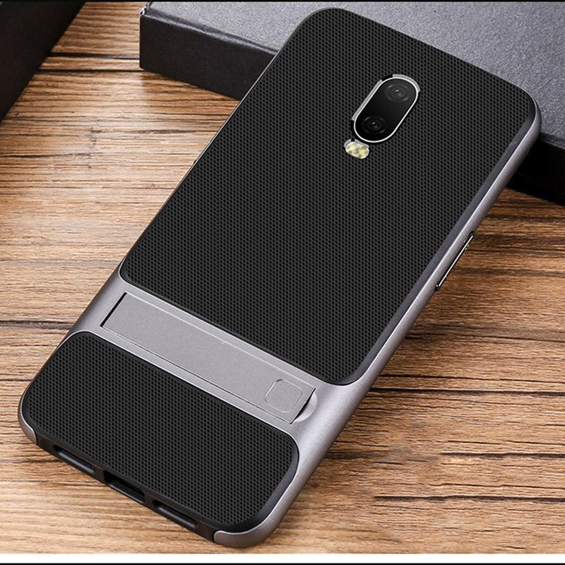 OnePlus 6T Silicone Bracket Dual Hybrid Kickstand Case casemarts