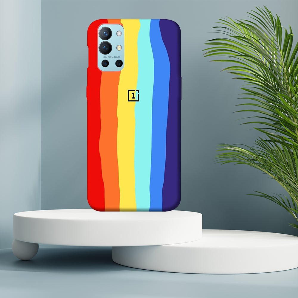 OnePlus 9R Rainbow Liquid Silicone Logo Case casemarts