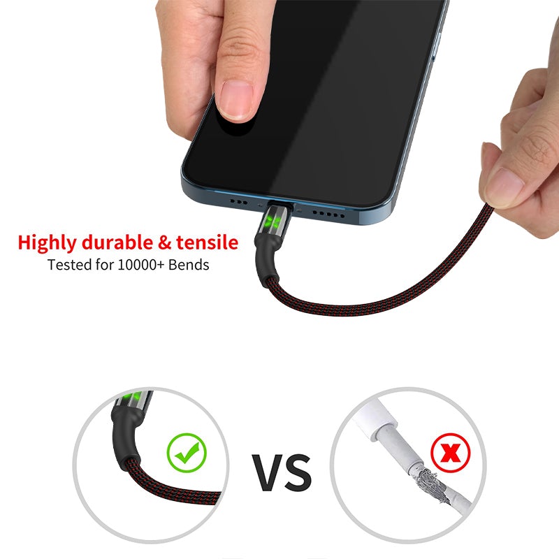 Million Cases Auto Disconnect Fast Charging Braided Lightning Cable casemarts