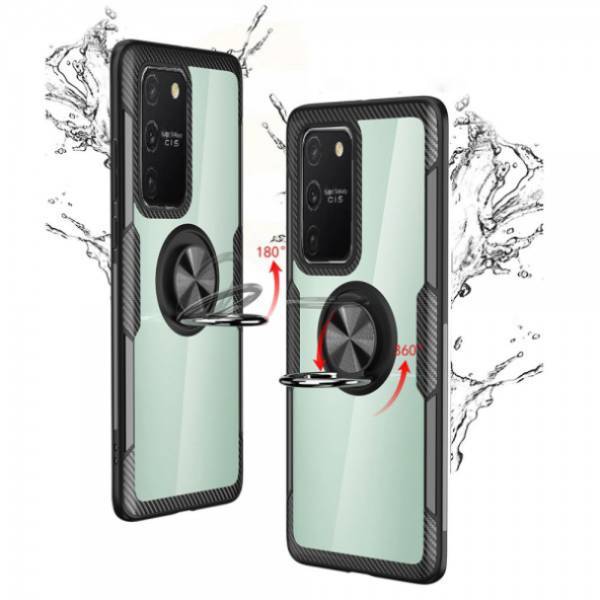 Galaxy S10 Lite Shockproof Transparent Metallic Ring Holder Case casemarts