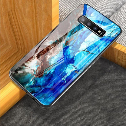 Galaxy S10 Soothing Sea Pattern Marble Glass Back Case casemarts