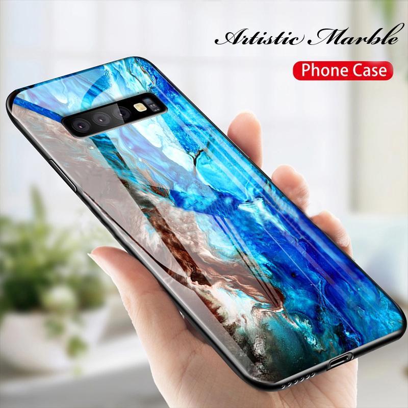 Galaxy S10 Soothing Sea Pattern Marble Glass Back Case casemarts