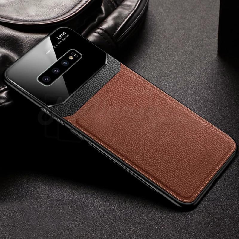 Galaxy S10 Plus Sleek Slim Leather Glass Case casemarts