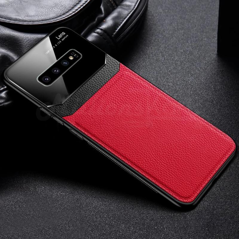 Galaxy S10 Sleek Slim Leather Glass Case casemarts