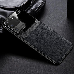 Galaxy S20 Ultra Sleek Slim Leather Glass Case casemarts