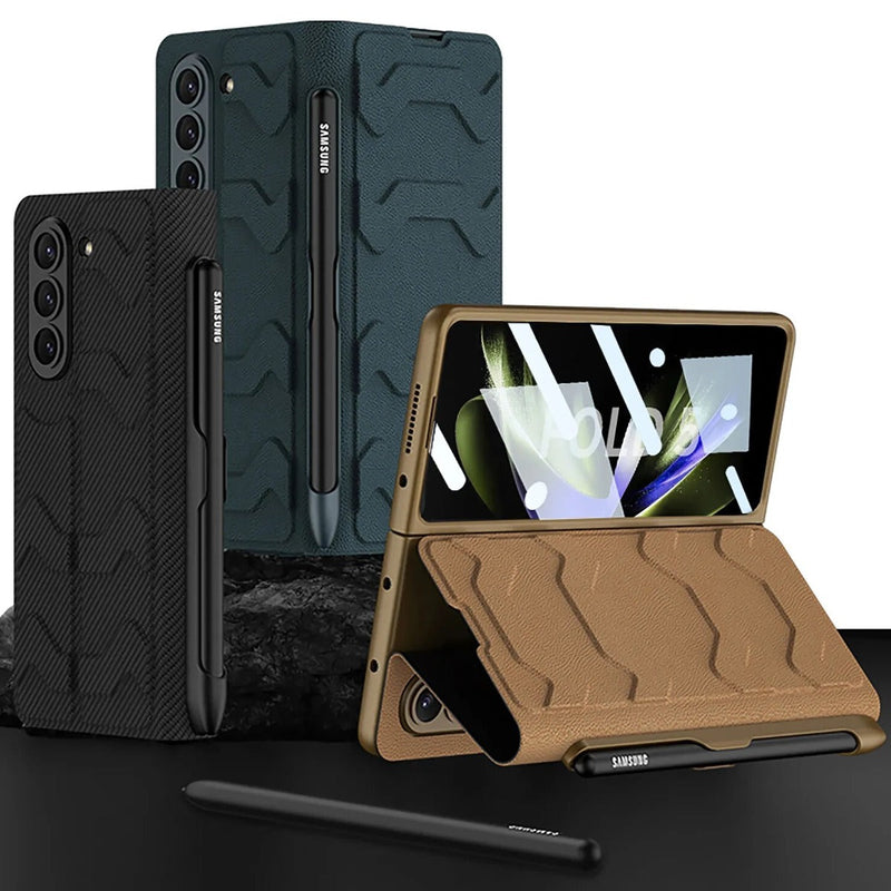 Galaxy Z Fold5 Shell Film Integrated Warrior Leather Case casemarts