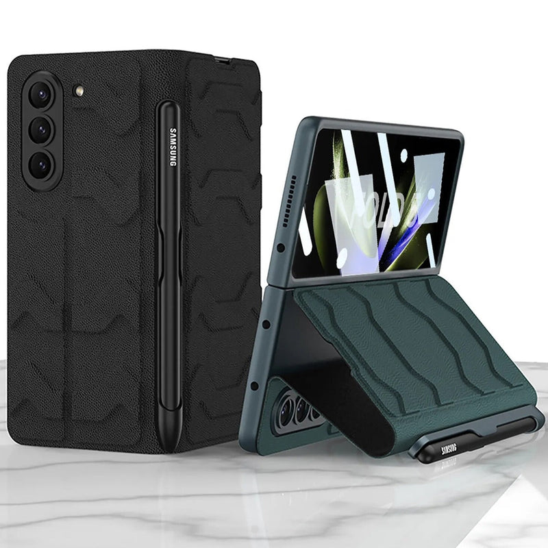 Galaxy Z Fold5 Shell Film Integrated Warrior Leather Case casemarts