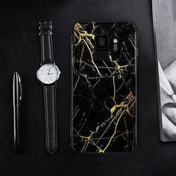 Galaxy S9 Gold Dust Texture Marble Glass Case casemarts