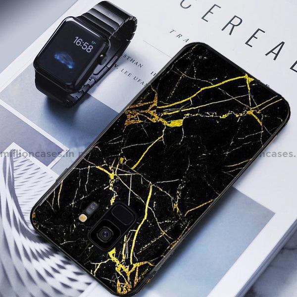 Galaxy S9 Gold Dust Texture Marble Glass Case casemarts