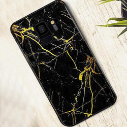 Galaxy S9 Gold Dust Texture Marble Glass Case casemarts