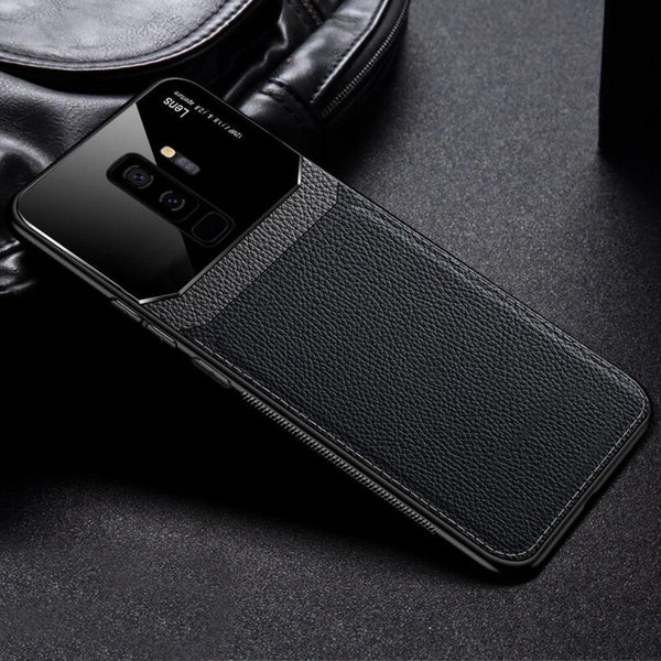 Galaxy S9 Plus Sleek Slim Leather Glass Case casemarts