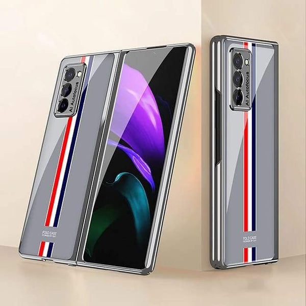 Galaxy Z Fold2 Luxury Colored Strap Glass Case casemarts