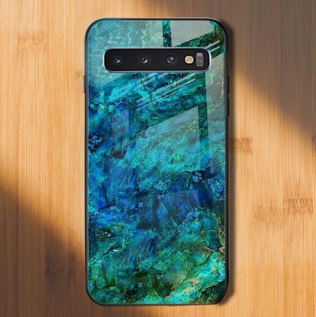 Galaxy S10 Soothing Sea Pattern Marble Glass Back Case casemarts