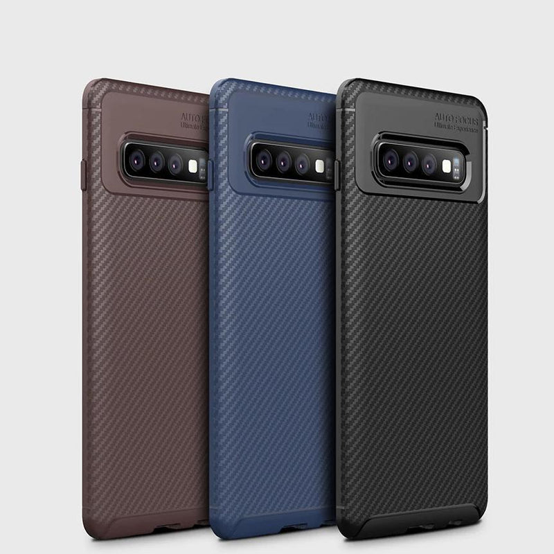 Galaxy S10 Plus Frosted Carbon Fiber Shockproof Soft Case casemarts